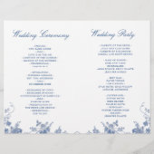 Élégant Victorian Blue Floral Wedding Programme (Dos)