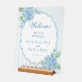 Elégant Victorian Blue Hydrangea Mariage Bienvenue (Angle)