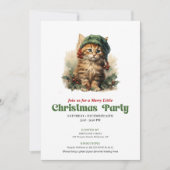 Elegant Victorian Christmas cat party invitation (Devant)
