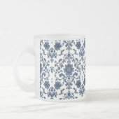 Elegant Victorian Damask Flower Pattern Navy Blue Matglas Koffiemok (Links)