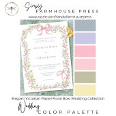 Elegant Victorian Pastel Floral Bow Wedding Kaart