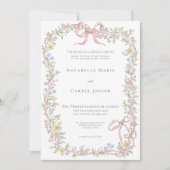 Elegant Victorian Pastel Floral Bow Wedding Kaart (Voorkant)
