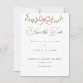 Elegant Victorian Pastel Floral Bow Wedding Save The Date (Voorkant)