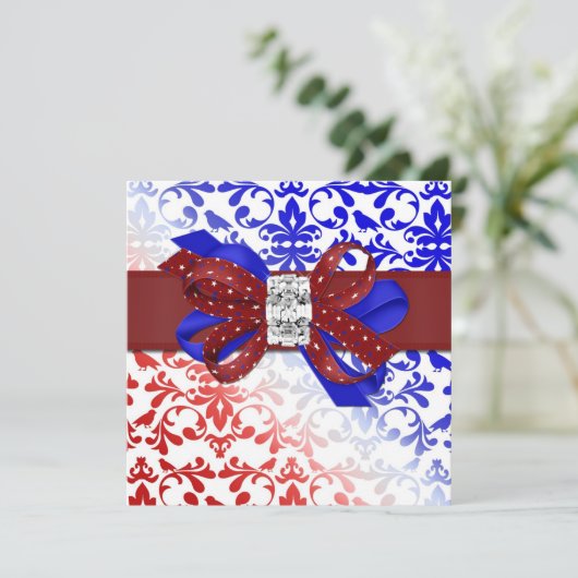 Elegant Vierde juli Uitnodiging met Diamond Bow (Staand voorkant)