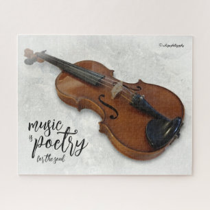 Elegant Vignetted Violin on Slate Tegel Legpuzzel