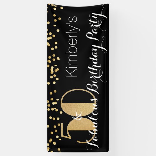 Elegant Vijftig en Fabulous 50ste Verjaardagsfeest Spandoek (Verticaal)