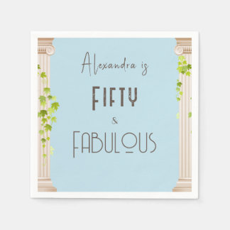 Elegant Vijftig Fabulous Verjaardag Blauw Grieks T Servet
