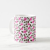 Élégant vin rose floral Motif café Mug (Devant gauche)