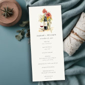 Élégant Vin Rouge Jaune Floral Programme de mariag