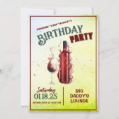 Elégant vin thème Anniversaire Fête Invitation (Devant)