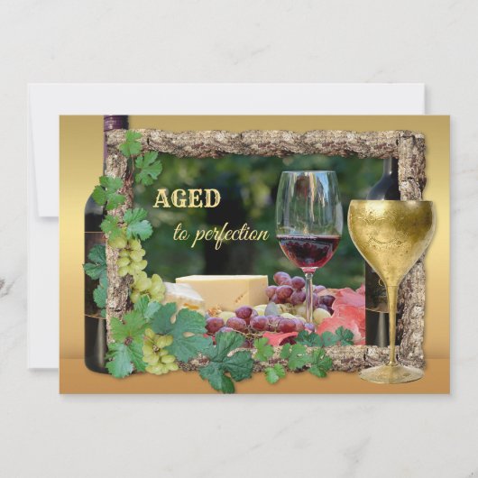 Elégant vin thème Anniversaire Fête Invitation (Devant)