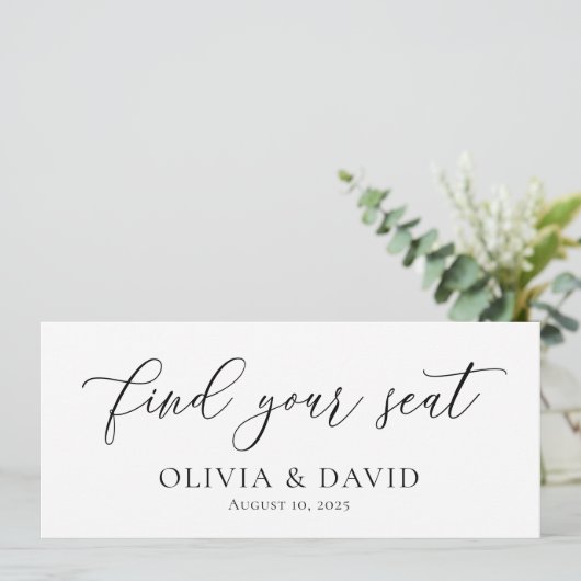 Elegant Vind uw Seat Bruiloft Zitkaart Kaart (Staand voorkant)