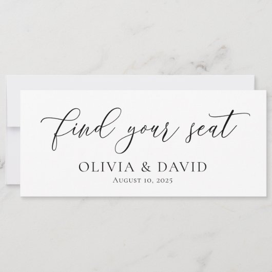 Elegant Vind uw Seat Bruiloft Zitkaart Kaart (Voorkant)