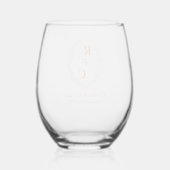 Elegant Vine Crest Couple's Monogram Persimmon Wijnglas Zonder Voet (Achterkant)