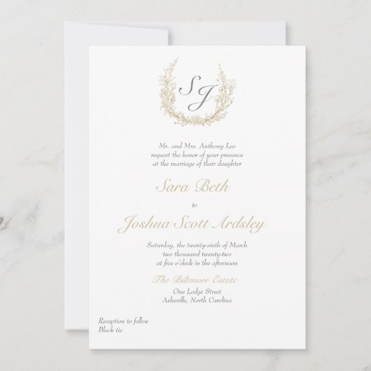 Elegant Vine Crest Formele uitnodiging (Voorkant)