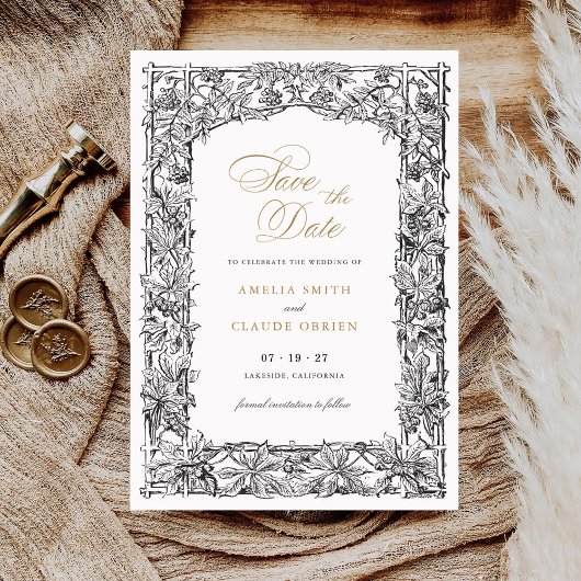  Elegant Vines Border Lijst Save the Date Kaart