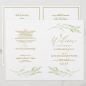 Elegant Vines & Gold Calligraphy Wedding Programs (Voorkant / Achterkant)