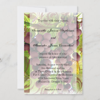 Elegant Vineyard Paars/Green Grapes Wedding Kaart