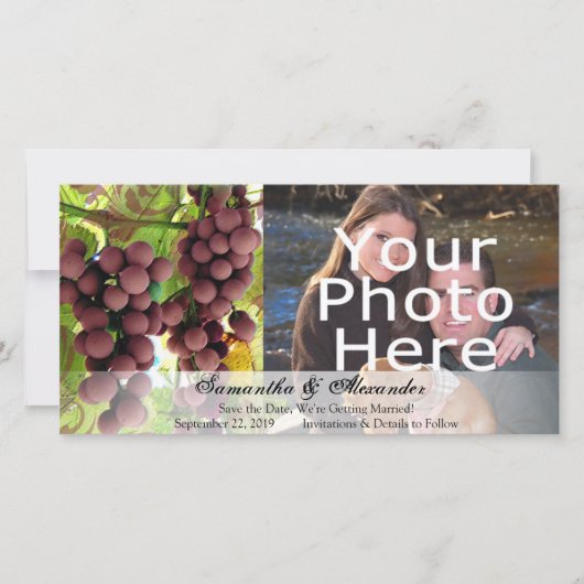 Elegant Vineyard Paars/Green Grapes Wedding Save The Date (Voorkant)