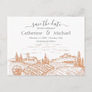 Elegant Vineyard Wedding Save the Date Announceme Briefkaart