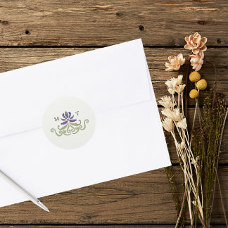 Elegant Vintage Art Nouveau Floral Wedding Ronde Sticker