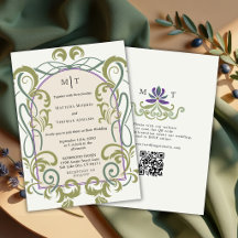 Elegant Vintage Art Nouveau QR Code Floral Wedding