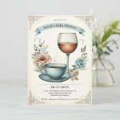 Elégant Vintage Baby Shower Invitations pour garço (Debout devant)