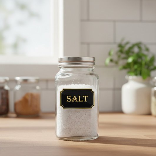 Élégant Vintage Black and Gold Pantry Étiquette