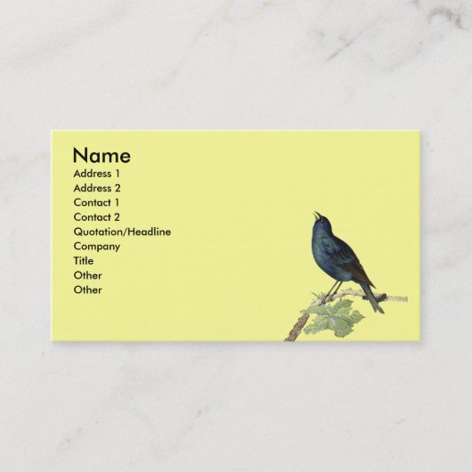 Elegant Vintage Black Bird Yellow Visitekaartje (Voorkant)