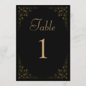 Élégant Vintage Black Gold Mariage Numéro de table (Dos)