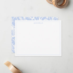 Elegant Vintage Blauw Venetiaans Krachtig Bloemmot Notitiekaartje