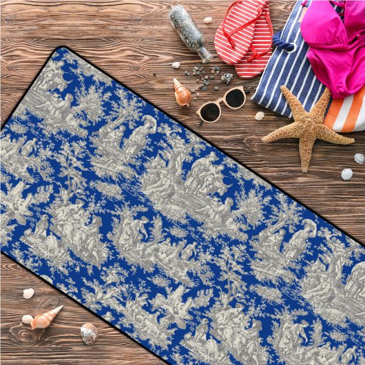 Elégant vintage bleu foncé toile de jouy