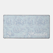 Élégant Vintage Bleu Gris Toile Monogramme (Recto)