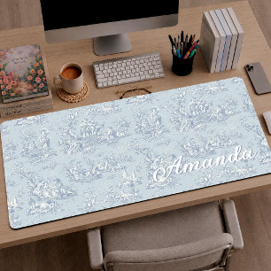 Élégant Vintage Bleu Gris Toile Monogramme