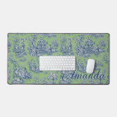 Élégant Vintage Bleu Vert Monogramme Toile (Clavier et souris)