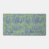 Élégant Vintage Bleu Vert Monogramme Toile (Recto)