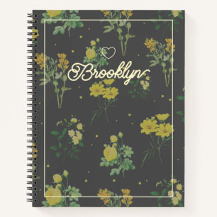 Elegant Vintage Bloemmotief Persoonlijk Notitieboek