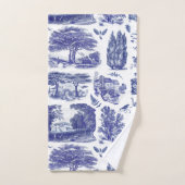 Elégant Vintage Blue Country Pastoral Toile (Serviette à main)
