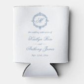 Elegant Vintage Blue Toile Monogram Wedding Blikjeskoeler (Voorkant)