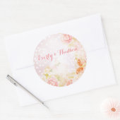 Elegant Vintage Blush Pink Weddenschap Rozen Ronde Sticker (Envelop)