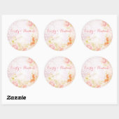 Elegant Vintage Blush Pink Weddenschap Rozen Ronde Sticker (Vel)