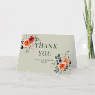 Elegant Vintage Boho Red Oranje grijs Bedankkaart