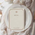 Elégant Vintage Brown & Ecru Classic Mariage Menu<br><div class="desc">La teinte brune raffinée, associée à un écru neutre, crée une palette de style et de chaleur. La police de script classique apporte une touche sophistiquée au menu, incarnant tradition et raffinement. Chaque détail résume l'essence de l'élégance intemporelle. Ce menu complètera parfaitement votre table mariage et accentuera le caractère unique...</div>