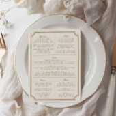 Elégant Vintage Brown & Ecru Classic Mariage Menu