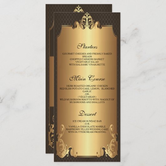 Elegant vintage bruiloft menu (Voorkant / Achterkant)
