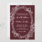 Elegant Vintage Burgundy Wedding Kaart (Voorkant)