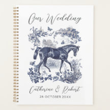 Elégant Vintage Chic Blue Horse Toile Mariage