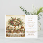 Elégant Vintage Christmas Tea Party Invitation (Debout devant)