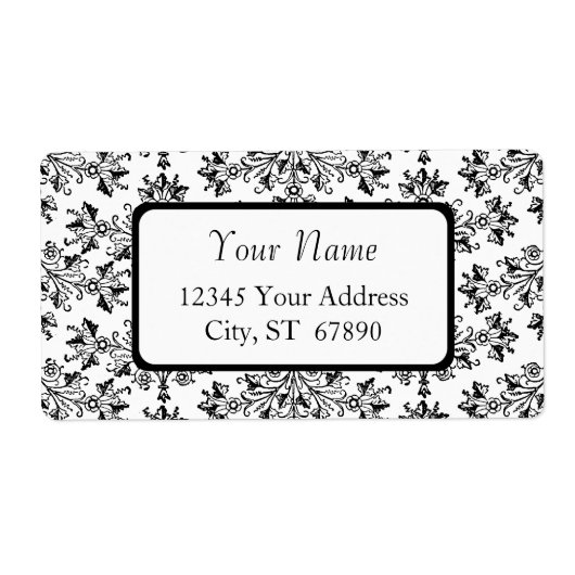 Élégant Vintage  Damask Étiquettes de adresse (Devant)