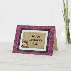 Elegant Vintage Damask Happy Moederdag Card Feestdagen Kaart